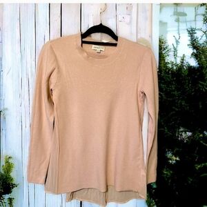 Apricot Sweater w/Pleated Chiffon Back Sz S NWT